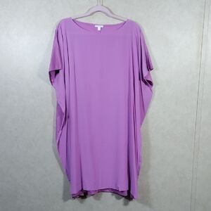 11523 COS lavender washable silk and cotton oversized cap sleeve tunic L